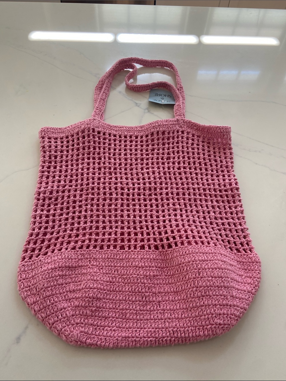 Shade & Shore Pink Crochet Market Tote